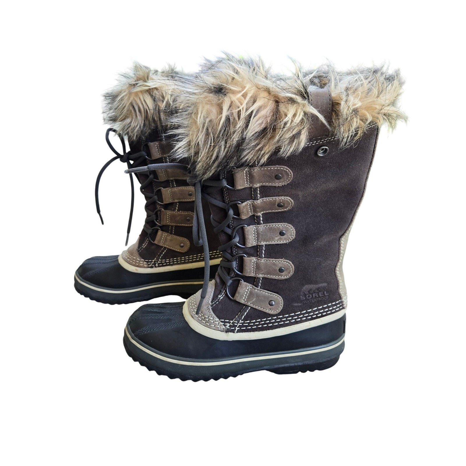 Sorel Joan Of Arctic Waterproof Winter Boots Faux Fur Suede Brown Sz 6 Gorpcore